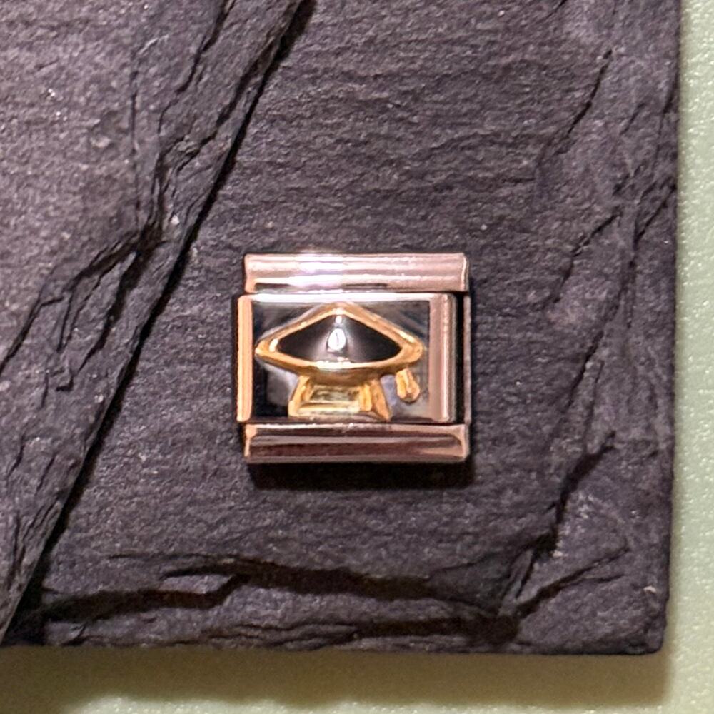 Graduation Cap Italian Charm Bracelet Link